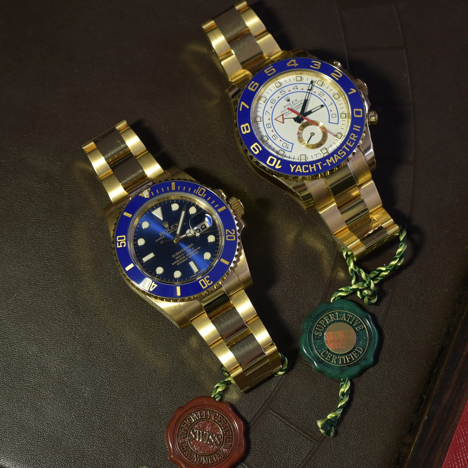 Gold Rolex Submariner and Yacht-Master II available at Keeble London
